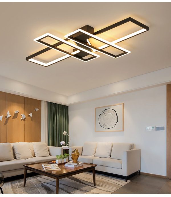 Moderne LED woonkamer plafondlamp zwart met rechthoekige vormen - Afbeelding 8