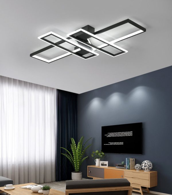 Moderne LED woonkamer plafondlamp zwart met rechthoekige vormen - Afbeelding 7