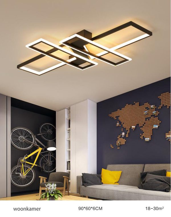 Moderne LED woonkamer plafondlamp zwart met rechthoekige vormen - Afbeelding 3