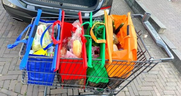 4x Winkelwagen boodschappentas in diverse kleuren - Afbeelding 3