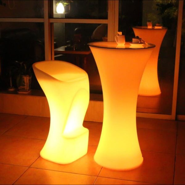 LED Verlichte hoge stoel, RGB kleuren met afstandsbediening - Afbeelding 2