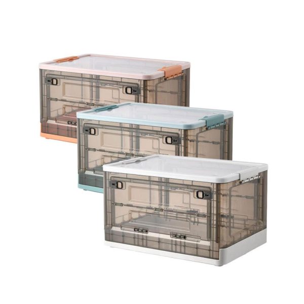 Transparant opvouwbare XL opbergdoos 35L blauw/wit/oranje