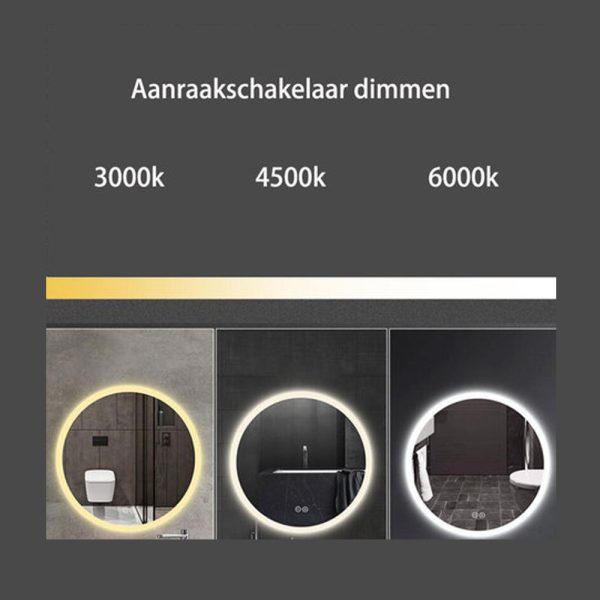 Moderne ronde badkamer spiegel met LED verlichting in spiegel - Afbeelding 3