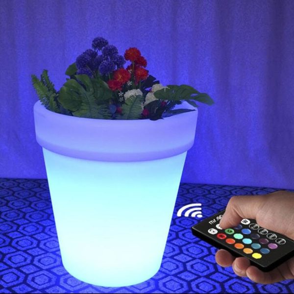 LED Verlichte bloempot groot, RGB kleuren met afstandsbediening - Afbeelding 2