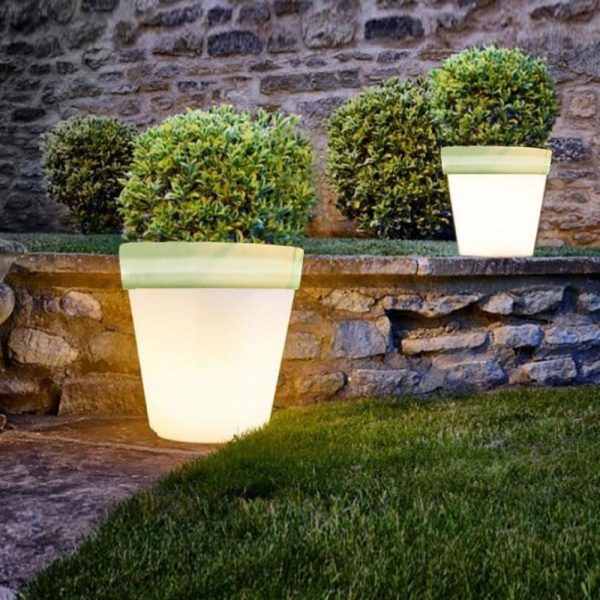 LED Verlichte bloempot klein, RGB kleuren met afstandsbediening