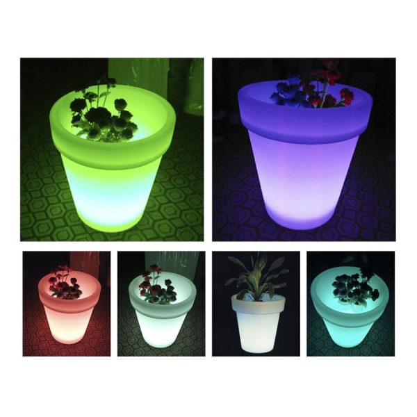 LED Verlichte bloempot klein, RGB kleuren met afstandsbediening - Afbeelding 3