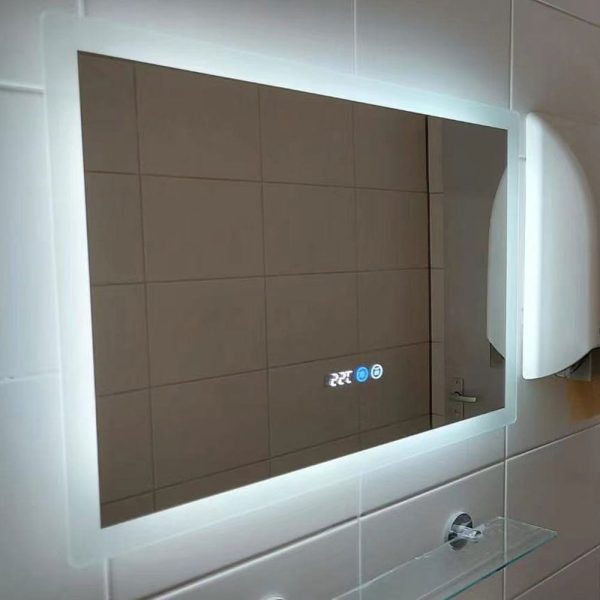 Moderne rechthoekige badkamer spiegel met LED verlichte rand - Afbeelding 6