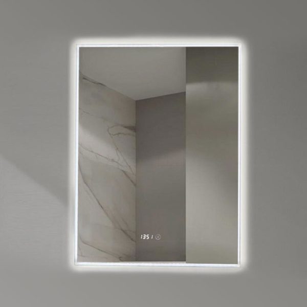 Moderne badkamer spiegel met dun LED verlichte rand - Afbeelding 2