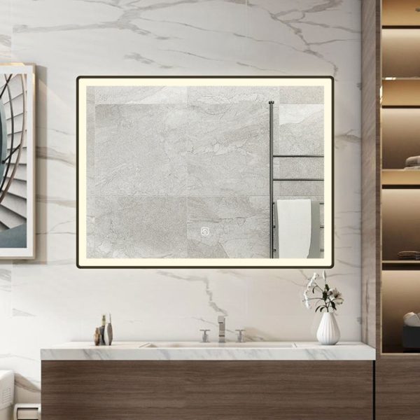 Moderne badkamer spiegel met LED verlichte rand - Afbeelding 3