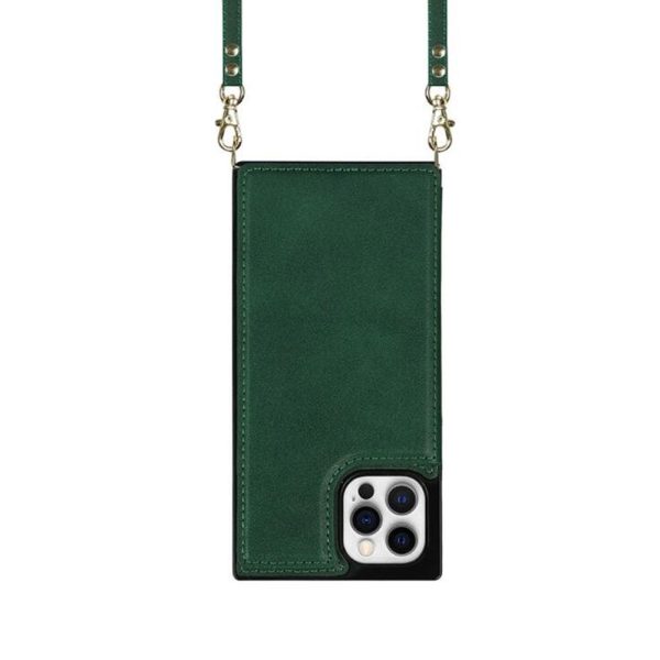iPhone 13 pro schouder telefoonhoesje groen/roze