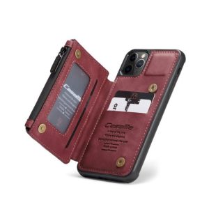 iPhone 13 pro max kunstleren telefoonhoesje kaarthouder op achterzijde rood/zwart/blauw