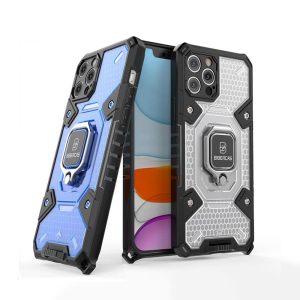 iPhone 13 pro max ademend telefoonhoesje met koord blauw/zwart