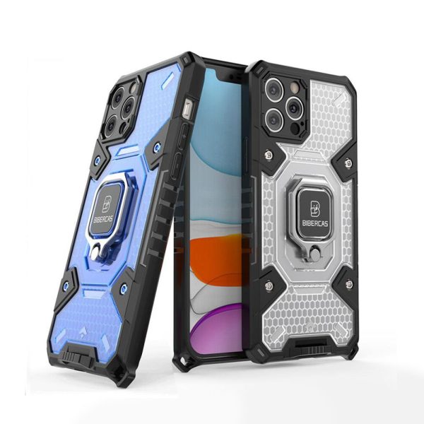iPhone 13 pro max ademend telefoonhoesje met koord blauw/zwart