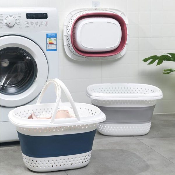 Inklapbaar wasmand grijs/wit