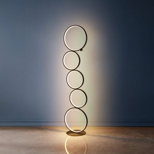 Led Vloerlamp Rings Zwart 3000K Touch Dimmer