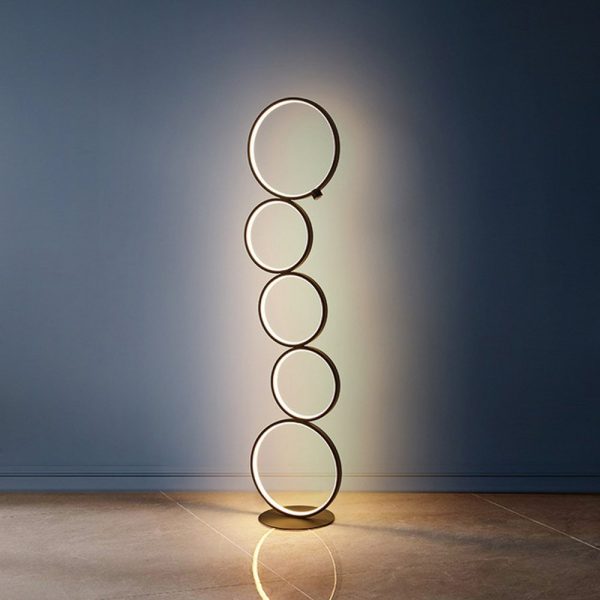 Led Vloerlamp Rings Zwart 3000K Touch Dimmer