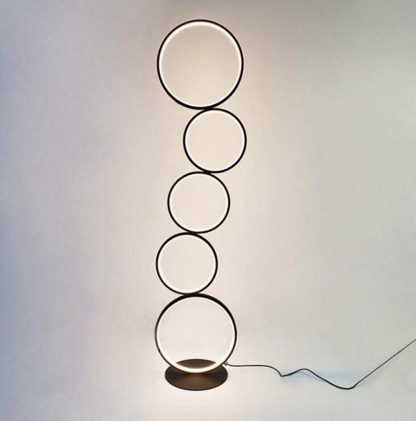 Led Vloerlamp Rings Zwart 3000K Touch Dimmer - Afbeelding 6