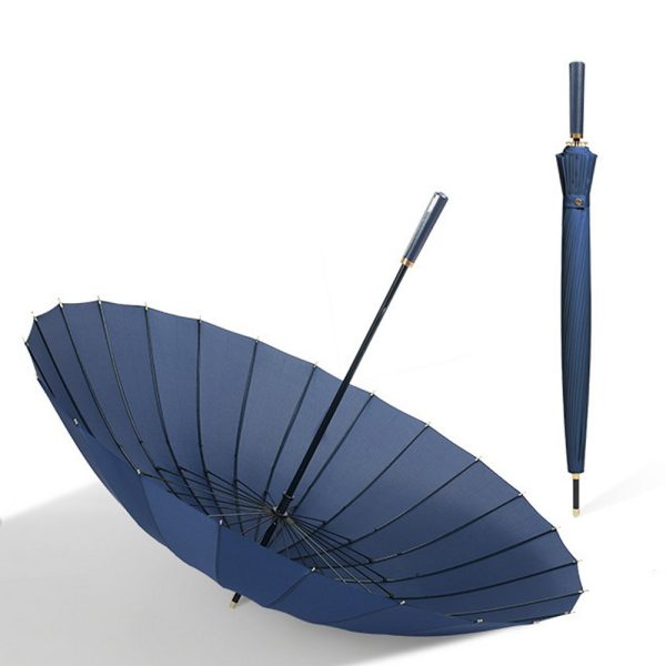 Luxe stormparaplu 120cm met draagriem en paraplutas donker blauw / wijn rood