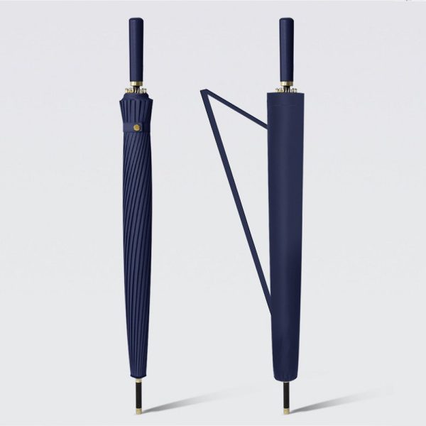 Luxe stormparaplu 120cm met draagriem en paraplutas donker blauw / wijn rood - Afbeelding 3