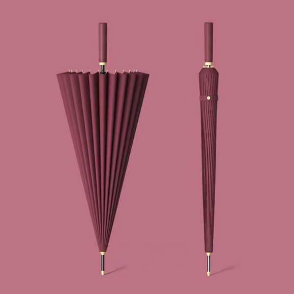 Luxe stormparaplu 120cm met draagriem en paraplutas donker blauw / wijn rood - Afbeelding 8