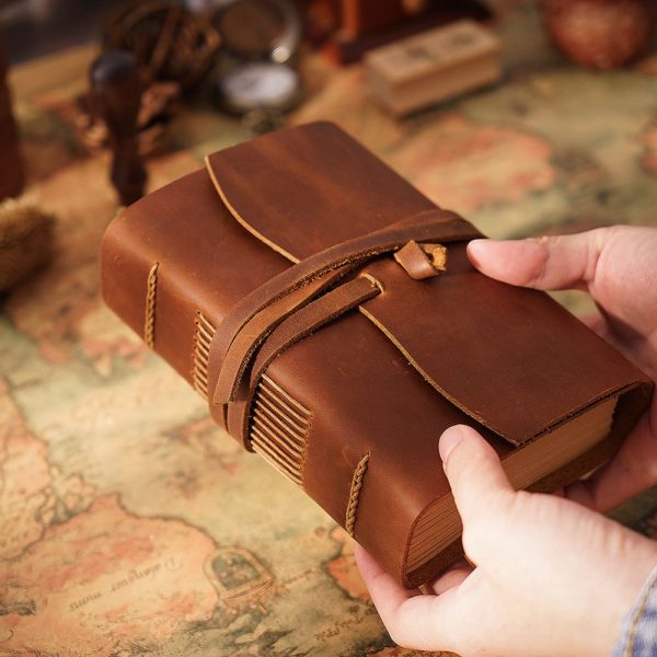 Zeer Luxe Dagboek, Note Book echt leer - Afbeelding 6