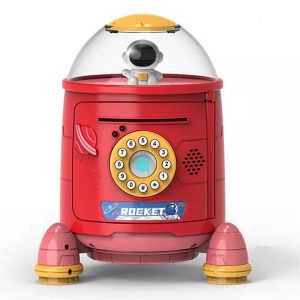 Raket Spaarpot met pincode en vingerprint scanner voor munt en briefgeld.