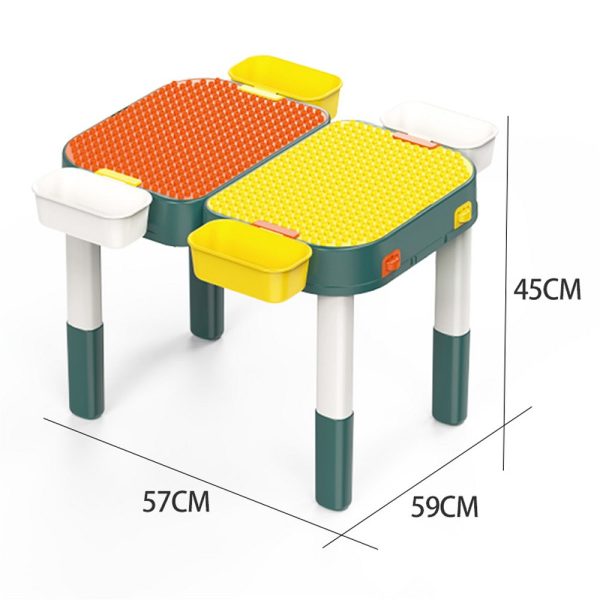 Hoge kwaliteit Bouwblokken -Luxe Delige Set Speelgoed - met koffer-Speeltafel 60 Bouwblokken -【All-in-1】Bouwtafel + 2 Stoeltjes + 2 Bakjes - Blokkentafel - Speeltafel - Zandtafel - Watertafel - Tekentafel - Knutseltafel - Geschikt voor Duplo - Afbeelding 2