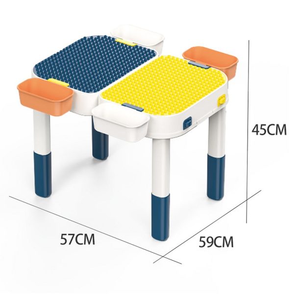 Hoge kwaliteit Bouwblokken -Luxe Delige Set Speelgoed - met koffer-Speeltafel 60 Bouwblokken -【All-in-1】Bouwtafel + 2 Stoeltjes + 2 Bakjes - Blokkentafel - Speeltafel - Zandtafel - Watertafel - Tekentafel - Knutseltafel - Geschikt voor Duplo - Afbeelding 7