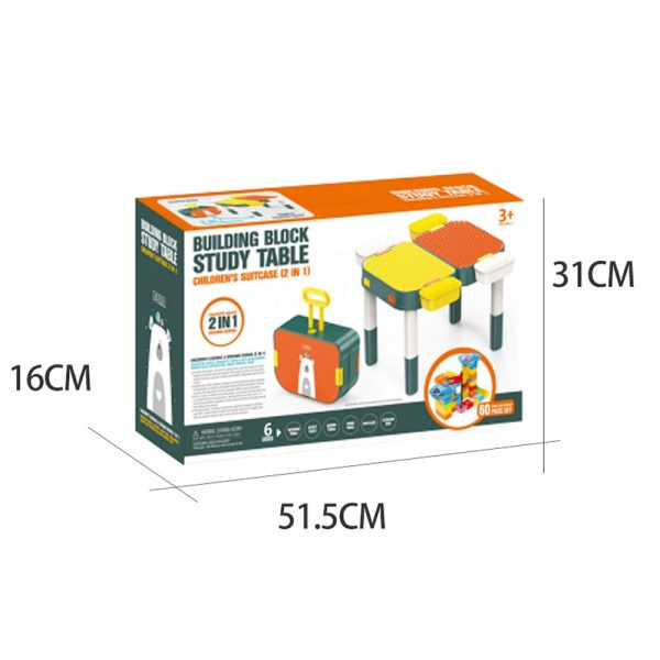 Hoge kwaliteit Bouwblokken -Luxe Delige Set Speelgoed - met koffer-Speeltafel 60 Bouwblokken -【All-in-1】Bouwtafel + 2 Stoeltjes + 2 Bakjes - Blokkentafel - Speeltafel - Zandtafel - Watertafel - Tekentafel - Knutseltafel - Geschikt voor Duplo - Afbeelding 6