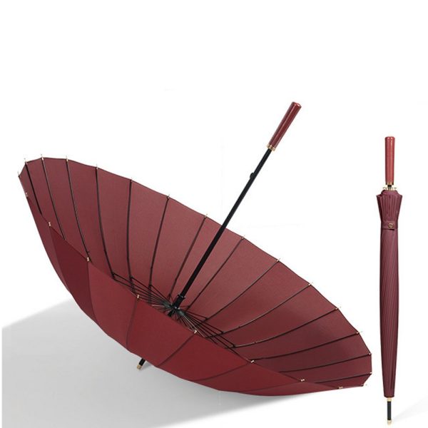 Luxe stormparaplu 120cm met draagriem en paraplutas donker blauw / wijn rood - Afbeelding 2