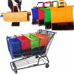 4 x Winkelwagen boodschappentas in diverse kleuren zonder koeltas