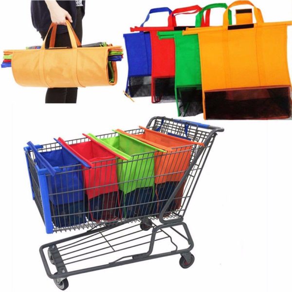 4 x Winkelwagen boodschappentas in diverse kleuren zonder koeltas