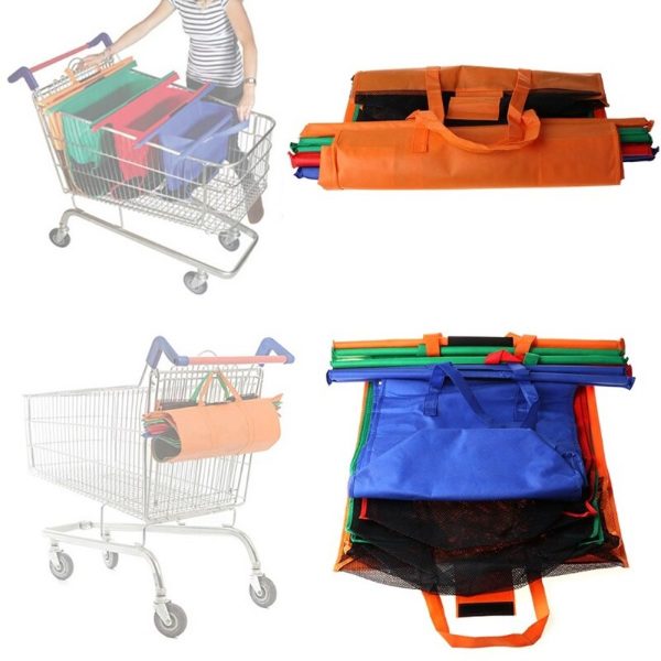 4 x Winkelwagen boodschappentas in diverse kleuren zonder koeltas - Afbeelding 7