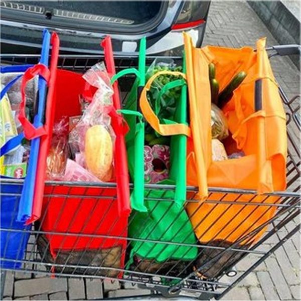 4 x Winkelwagen boodschappentas in diverse kleuren zonder koeltas - Afbeelding 9