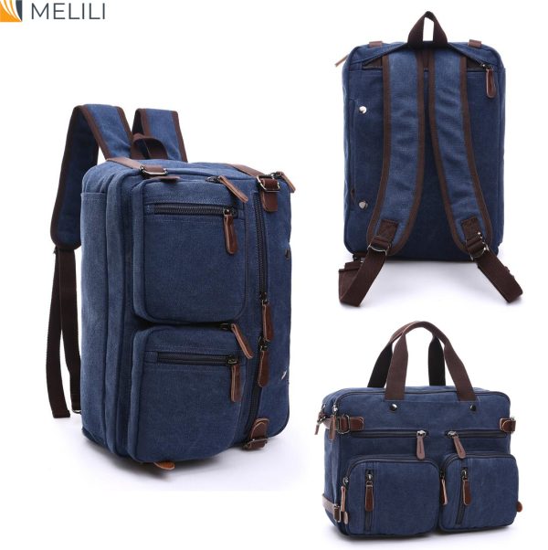 Computer tas-laptoptas-travel tas donkerblauw-multifuntionele tas-laptop rugzak-laptoptas 3-in-1 Rugtas - Rugzak - Schoudertas - Schooltas-boektas-Voor 17,3-inch laptop formaat