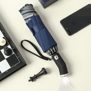 Luxe Stormparaplu - Opvouwbaar-Paraplu met zaklamp-hoogwaarde stormparaplu-paraplu met LED lamp-reflecterende paraplu-Paraplu met draaibaar LED licht