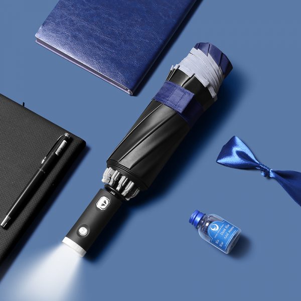 Luxe Stormparaplu - Opvouwbaar-Paraplu met zaklamp-hoogwaarde stormparaplu-paraplu met LED lamp-reflecterende paraplu-Paraplu met draaibaar LED licht - Afbeelding 5