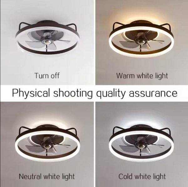 Premium LED Plafondventilator met verlichting 50 cm - Dimbaar met afstandbediening - Zwart-Industriële ventilatorlamp -Plafondventilator - ventilator met LED lamp - Afbeelding 4