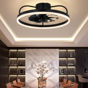Premium LED Plafondventilator met verlichting 50 cm - Dimbaar met afstandbediening - Zwart-Industriële ventilatorlamp -Plafondventilator - ventilator met LED lamp