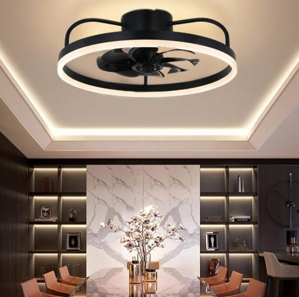 Premium LED Plafondventilator met verlichting 50 cm - Dimbaar met afstandbediening - Zwart-Industriële ventilatorlamp -Plafondventilator - ventilator met LED lamp