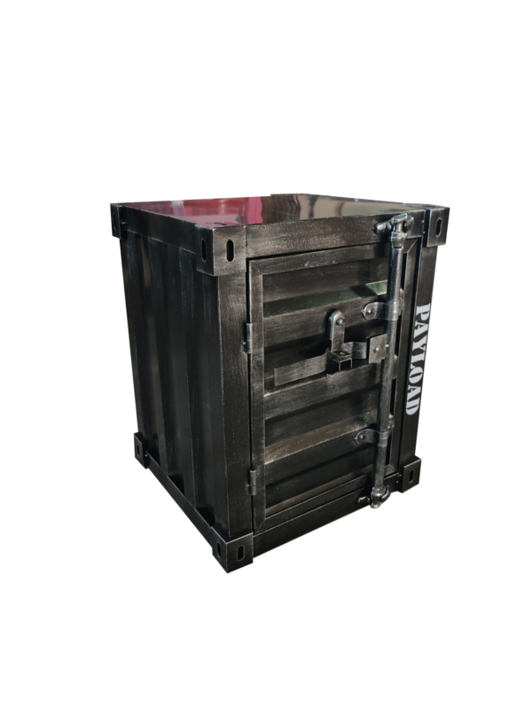 Handgemaakte Metalen Kunst nachtkastje- bijzondere nachtkastje-Container industriële nachtkastje - opbergplank met metalen frame- zwart- uniek kerst cadeau - Afbeelding 3