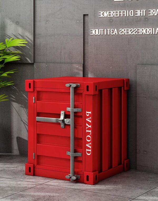 Handgemaakte Metalen Kunst nachtkastje- bijzondere nachtkastje-Container industriële nachtkastje - opbergplank met metalen frame- rood -uniek kerstcadeau - Afbeelding 7