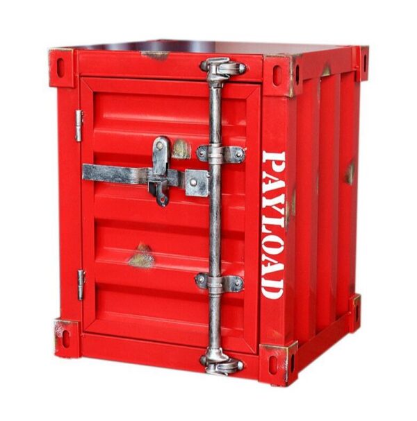 Handgemaakte Metalen Kunst nachtkastje- bijzondere nachtkastje-Container industriële nachtkastje - opbergplank met metalen frame- rood -uniek kerstcadeau - Afbeelding 5