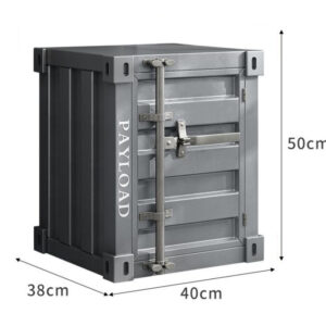 Handgemaakte Metalen Kunst nachtkastje- bijzondere nachtkastje-Container industriële nachtkastje - opbergplank met metalen frame- donker grijs - uniek kerstcadeau